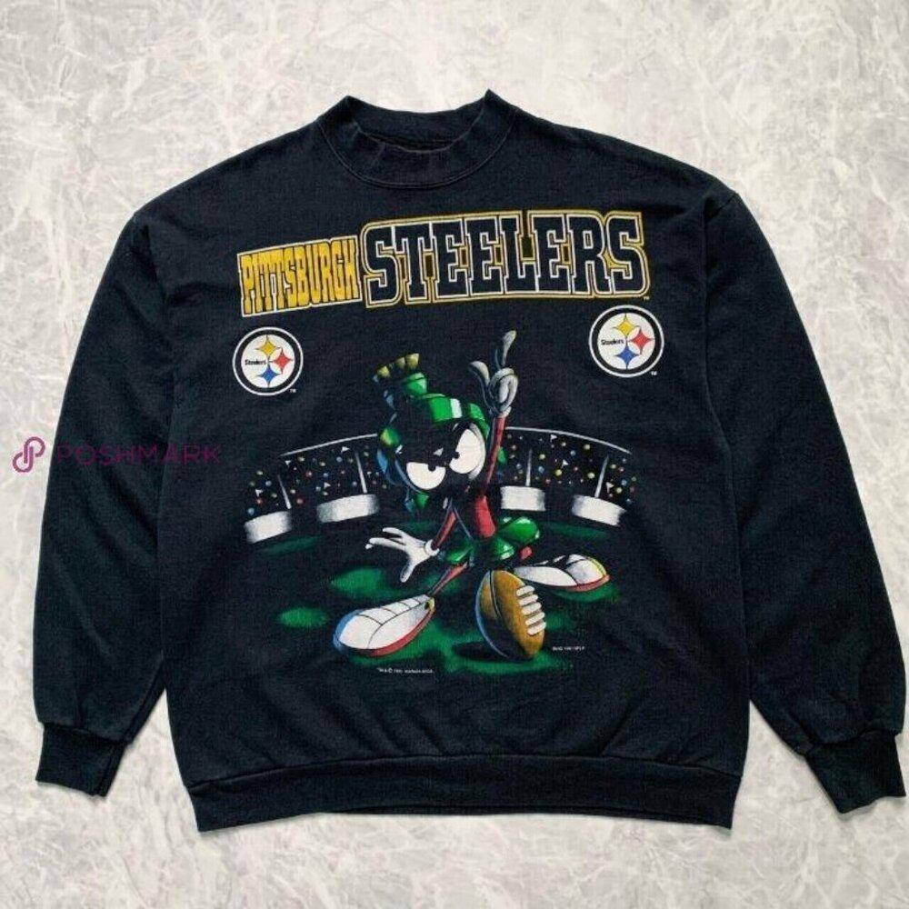 Vtg 90S Nfl Pittsburgh Steelers Looney Tunes Marvin Sweatshirt Elbertfrank